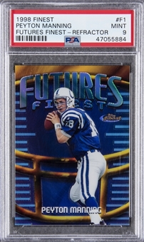1998 Finest Futures Refractor #F1 Peyton Manning Rookie Card (#49/75) - PSA MINT 9